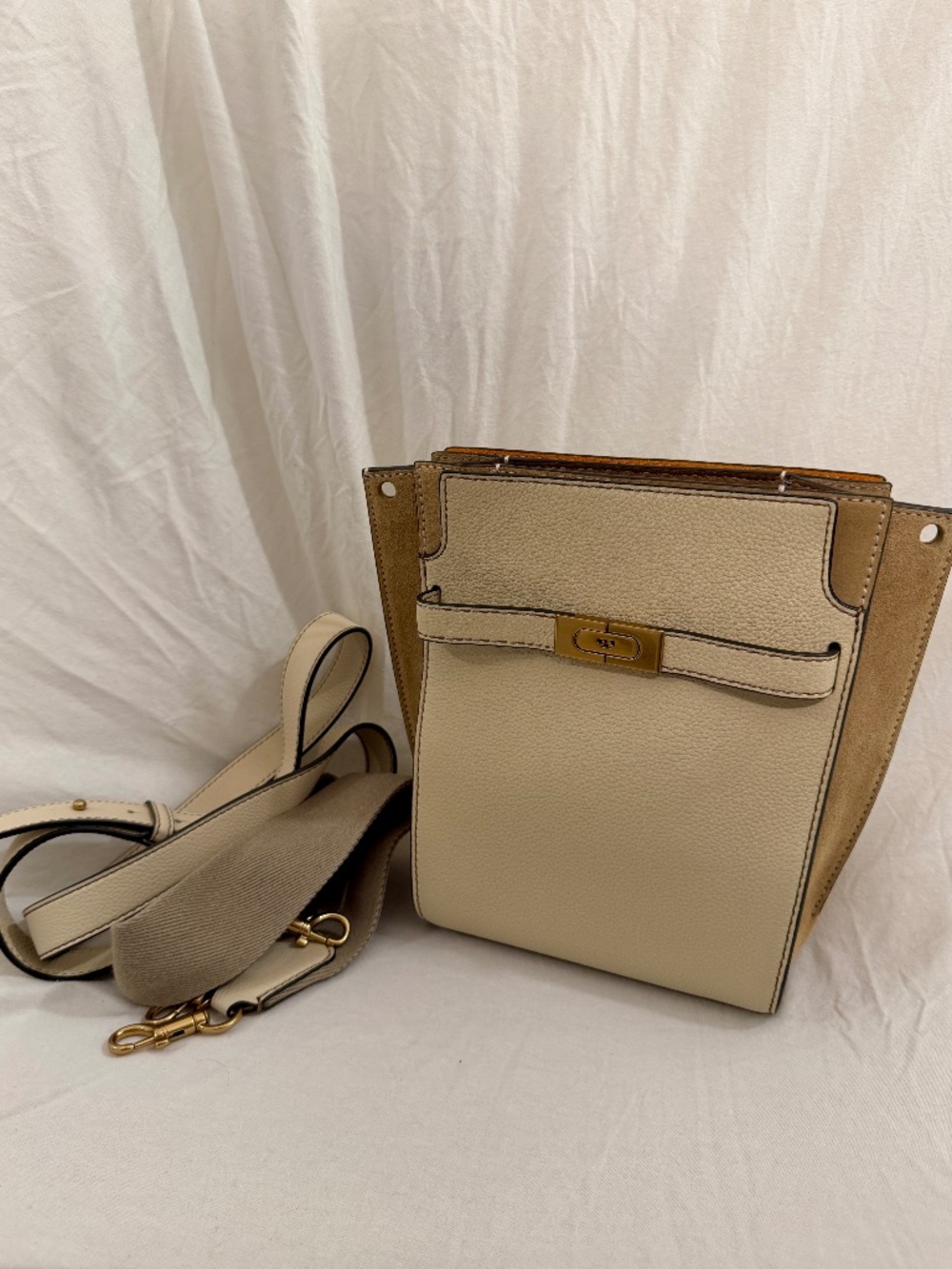Tory Burch Lee Radziwill Small Double Bag Ivory